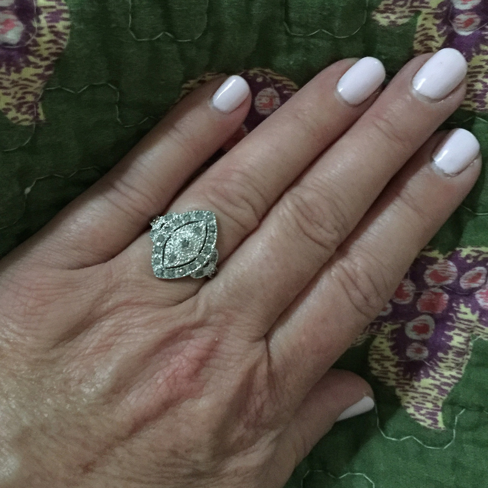 Diamonds & Sterling Silver Ring. Size 7